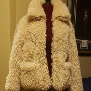 Women's Topshop Jonas Faux Shearling Jacket, (Med)- Ivory